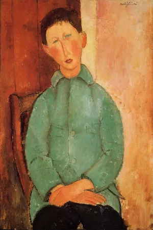Boy in a Blue Shirt by Amedeo Modigliani - Hand-Painted Oil Painting Reproduction