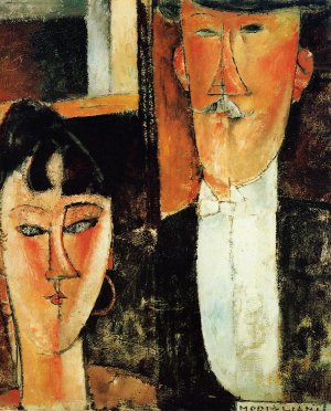 Main Product Photo of Bride and Groom also known as The Newlyweds Painting by Amedeo Modigliani