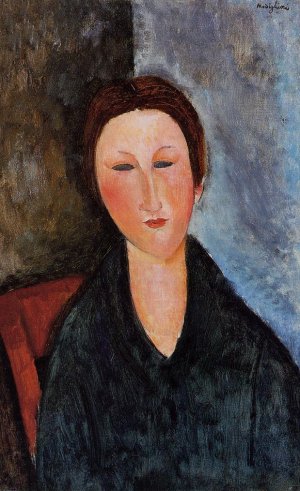 Main Product Photo of Bust of a Young Woman also known as Mademoiselle Marthe Painting by Amedeo Modigliani