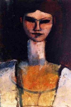 Main Product Photo of Bust of a Young Woman Painting by Amedeo Modigliani
