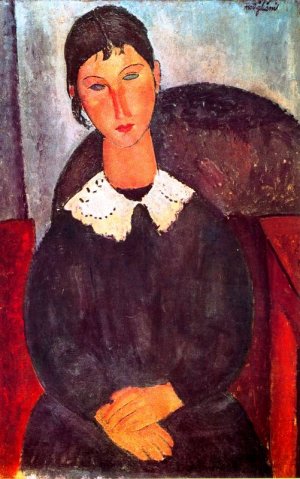 Main Product Photo of Elvira with White Collar Painting by Amedeo Modigliani