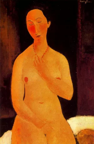 Female Nude with White Collar by Amedeo Modigliani - Hand-Painted Oil Painting Reproduction