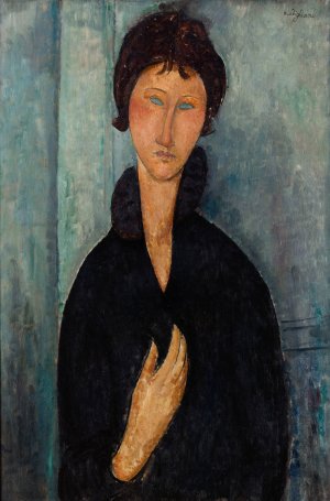 Main Product Photo of Femme aux yeux bleus Painting by Amedeo Modigliani