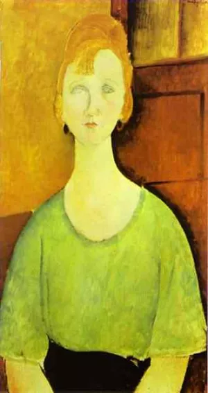 Girl in a Green Blouse by Amedeo Modigliani - Hand-Painted Oil Painting Reproduction