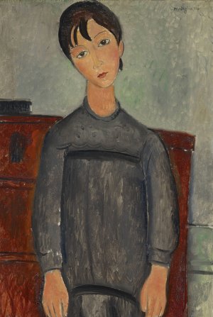 , Girl Standing In Black Pinafore Art