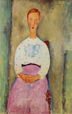 Girl with a Polka-Dot Blouse by Amedeo Modigliani - Hand-Painted Oil Painting Reproduction