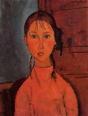 Girl with Braids by Amedeo Modigliani - Hand-Painted Oil Painting Reproduction