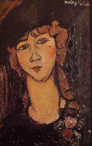 Main Product Photo of Head of a Woman in a Hat also known as Lolotte Painting by Amedeo Modigliani