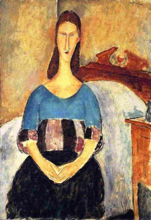 Main Product Photo of Jeanne Hebuterne 3 Painting by Amedeo Modigliani