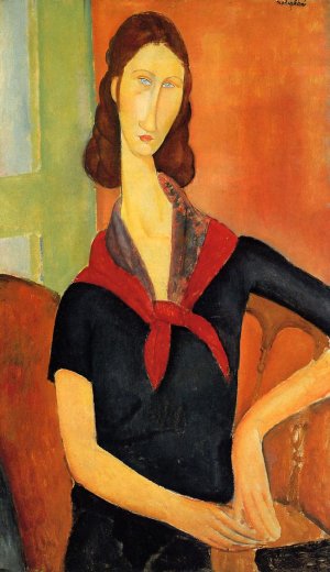 Main Product Photo of Jeanne Hebuterne in a Scarf Painting by Amedeo Modigliani