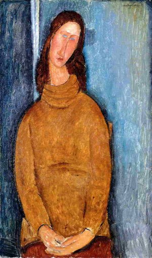 Amedeo Modigliani, Jeanne Hebuterne in a Yellow Jumper Art