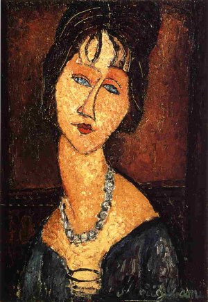 Main Product Photo of Jeanne Hebuterne with Necklace Painting by Amedeo Modigliani