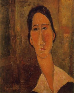 Main Product Photo of Jeanne Hebuterne with White Collar Painting by Amedeo Modigliani