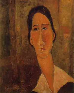 Jeanne Hebuterne with White Collar by Amedeo Modigliani - Hand-Painted Oil Painting Reproduction