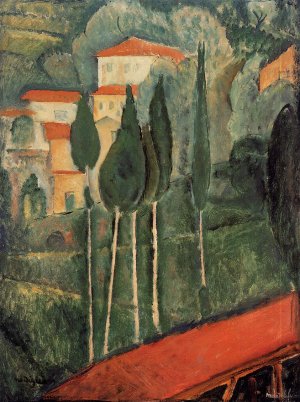 Main Product Photo of Landscape, Southern France Painting by Amedeo Modigliani