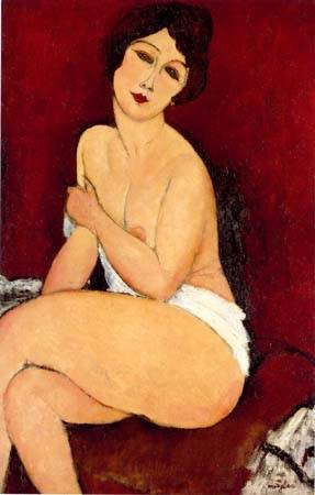 Main Product Photo of Large Seated Nude Painting by Amedeo Modigliani