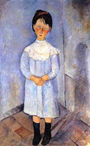 Main Product Photo of Little Girl in Blue Painting by Amedeo Modigliani
