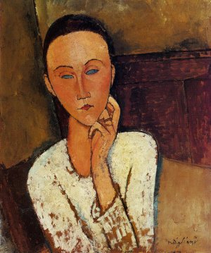 Main Product Photo of Lunia Czechowska, Left Hand on Her Cheek Painting by Amedeo Modigliani