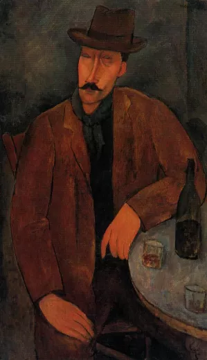 Amedeo Modigliani, Man with a Glass of Wine Art