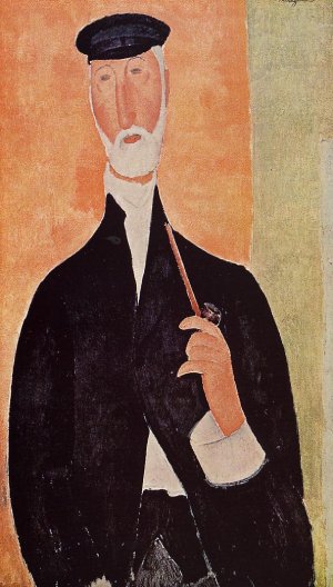 Main Product Photo of Man with a Pipe also known as The Notary of Nice Painting by Amedeo Modigliani