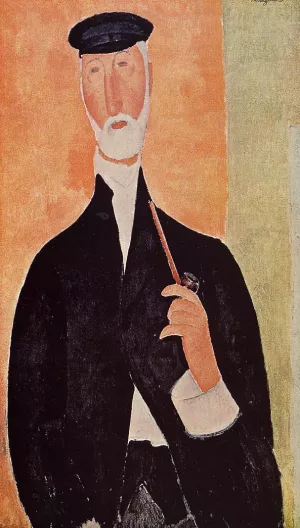 Man with a Pipe also known as The Notary of Nice by Amedeo Modigliani - Hand-Painted Oil Painting Reproduction