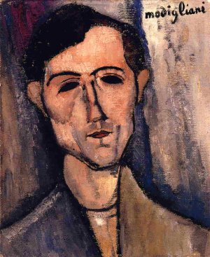 Main Product Photo of Man's Head (also known as Portrait of a Poet) Painting by Amedeo Modigliani