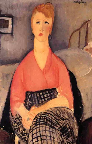 Pink Blouse by Amedeo Modigliani - Hand-Painted Oil Painting Reproduction