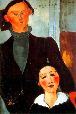 Main Product Photo of Portrait of Jacques Lipchitz and his wife Berthe Lipchitz Painting by Amedeo Modigliani