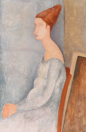 Main Product Photo of Portrait of Jeanne Hebuterne Painting by Amedeo Modigliani