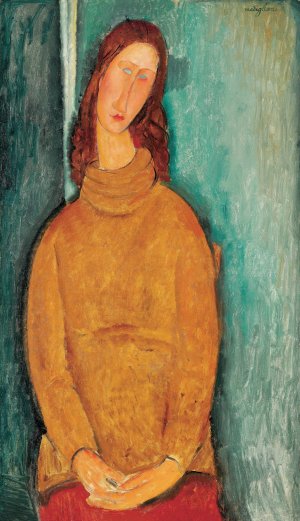 Main Product Photo of Portrait of Jeanne Hebuterne Painting by Amedeo Modigliani