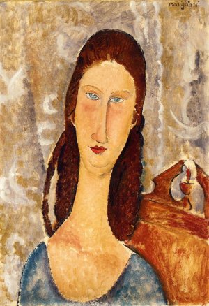 Main Product Photo of Portrait of Jeanne Hebuterne Painting by Amedeo Modigliani