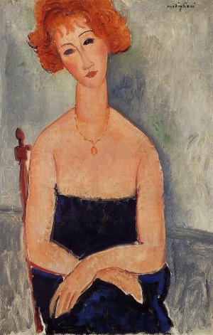 Main Product Photo of Readhead Wearing a Pendant Painting by Amedeo Modigliani