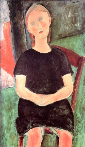 Main Product Photo of Seated Young Woman II Painting by Amedeo Modigliani