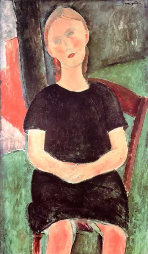 Seated Young Woman II by Amedeo Modigliani - Hand-Painted Oil Painting Reproduction