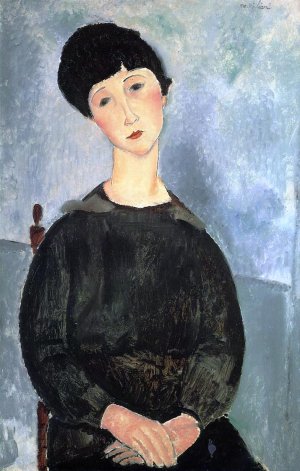 Main Product Photo of Seated Young Woman Painting by Amedeo Modigliani