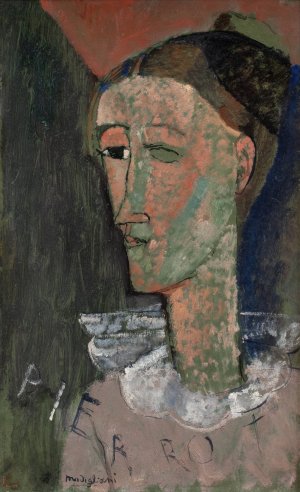 Main Product Photo of Self-Portrait as Pierrot Painting by Amedeo Modigliani