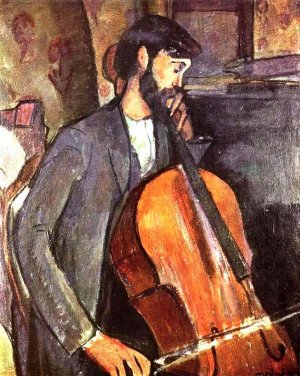 Main Product Photo of The Cellist Painting by Amedeo Modigliani