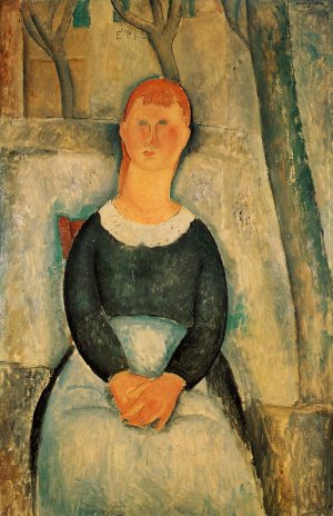 Main Product Photo of The Pretty Vegetable Vendor also known as La Belle Epiciere Painting by Amedeo Modigliani