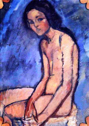 Main Product Photo of The Seated Nude II Painting by Amedeo Modigliani