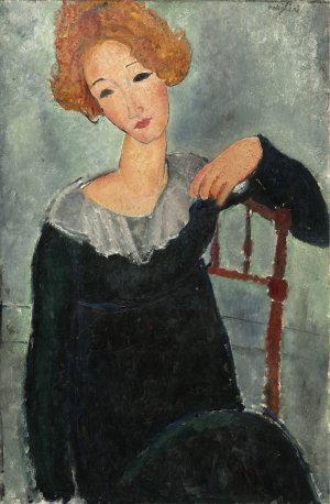 Main Product Photo of Woman with Red Hair Painting by Amedeo Modigliani