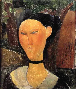 Amedeo Modigliani, Woman with Velvet Ribbon also known as The Black Border Art