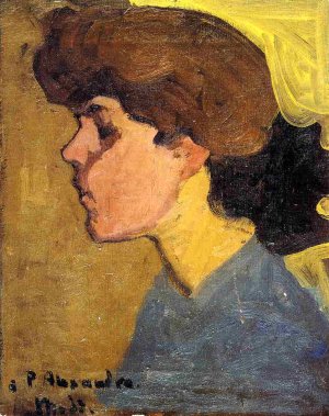 Main Product Photo of Woman's Head in Profile Painting by Amedeo Modigliani