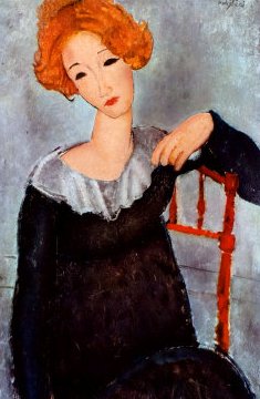 Main Product Photo of Women with Red Hair Painting by Amedeo Modigliani