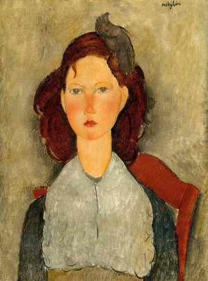 Main Product Photo of Young Girl Seated Painting by Amedeo Modigliani