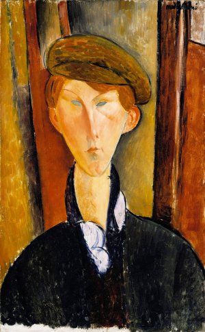 Main Product Photo of Young Man with a Cap Painting by Amedeo Modigliani
