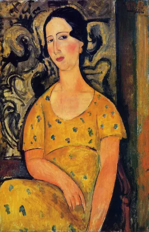 Young Woman in a Yellow Dress also known as Madame Modot by Amedeo Modigliani - Hand-Painted Oil Painting Reproduction
