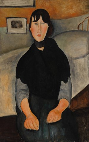 Main Product Photo of Young Woman of the People Painting by Amedeo Modigliani