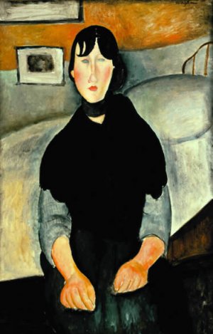 Main Product Photo of Young Woman of the People Painting by Amedeo Modigliani