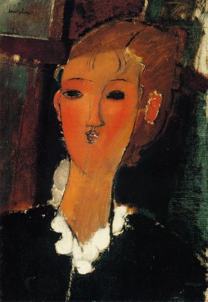 Main Product Photo of Young Woman with a Small Ruff Painting by Amedeo Modigliani